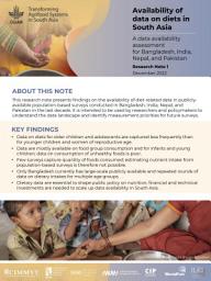 Icon image Availability of data on diets in South Asia: A data availability assessment for Bangladesh, India, Nepal, and Pakistan