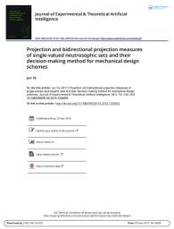 Icon image Projection and bidirectional projection measures of single-valued neutrosophic sets and their decision-making method for mechanical design schemes