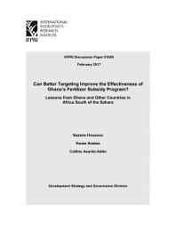 Icon image Can better targeting improve the effectiveness of Ghana's Fertilizer Subsidy Program?