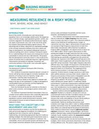 Icon image Measuring resilience in a risky world: Why, where, how and who?