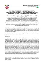 Icon image SINGLE VALUED (2N+1) SIDED POLYGONAL NEUTROSOPHIC NUMBERS AND SINGLE VALUED (2N) SIDED POLYGONAL NEUTROSOPHIC NUMBERS