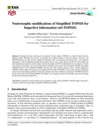 Icon image Neutrosophic modifications of Simplified TOPSIS for Imperfect Information (nS-TOPSIS)