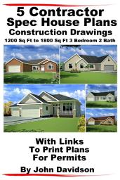 Icon image 5 Contractor Spec House Plans Blueprints Construction Drawings 1200 Sq Ft to 1800 Sq Ft 3 Bedroom 2 Bath