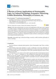 Icon image A Review of Seven Applications of Neutrosophic Logic: In Cultural Psychology, Economics Theorizing, Conflict Resolution, Philosophy of Science, etc.